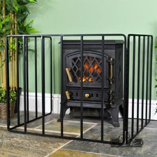 Heavy Duty Black Deluxe Three Panel Fire Guard / Fire Screen / Spark Guard