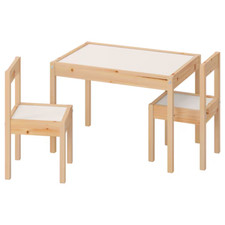 IKEA Kids Table and Chairs Set Pine Wood Easy Clean Art Craft Playroom Furniture