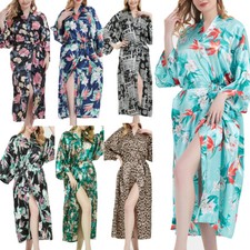 Long Satin Kimono Robe