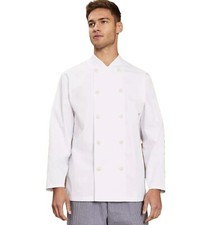Mens White Chef Jacket Coat Premium Long Sleeve Kitchen Uniform Double Breasted