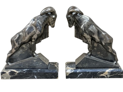 Art deco patinated metal ibex - deco,