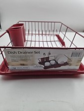 SWEET HOME COLLECTION 3-PIECE KITCHEN SINK DISH DRAINER SET BURGUNDY 