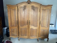 Wardrobe French Vintage Oak 4 door Armoire Louis XVI Retro Closet LOT 4154
