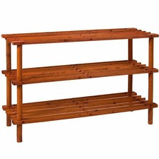 2 3 4 TIER SHOE RACK ORGANISER SLATED NATURAL WOOD FOOTWEAR STAND STORAGE SHELF