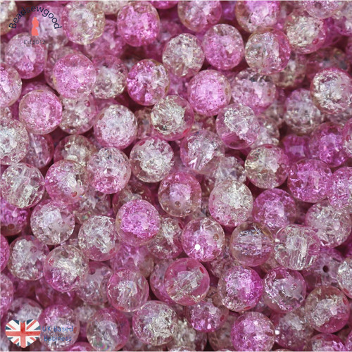 100 glass crackle beads 8mm - glass,