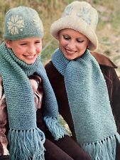 Vtg Patons Fiona 1596 Knitting Pattern Snowflake Pattern Hat 2 Styles Scarf