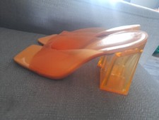 60s Style Shoes. Plastic Heel Shoes Transparent Orange Clear Heel Retro Primark