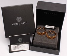 Versace Medusa Creek Patterned Gold Tone Metal Hoop Earrings - 1002549 - Boxed