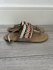 Atmosphere Women’s Boho Style Flat Sandals - Multicolour Beaded Details - Size 6