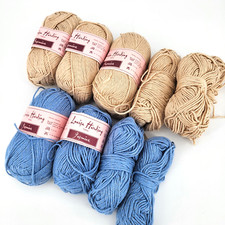 Louisa Harding Jasmine yarn blue 120g and beige 210g cotton/bamboo/silk