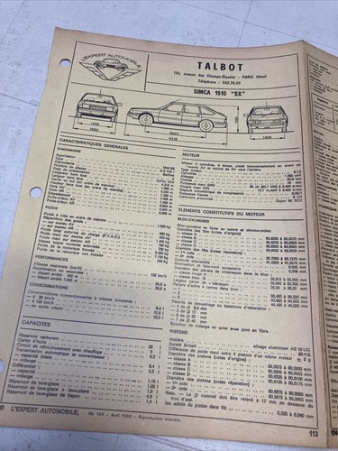 Automobile technical sheet - technical,