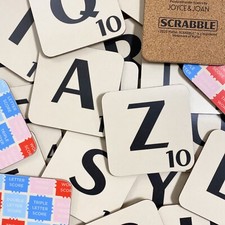 Scrabble Letter Coaster A to Z Letters Monogrammed Initial Square Cork Drink Mat