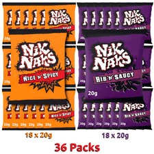 Nik Naks Combo 36 Packs Nice Spicy & Rib Saucy Flavour Corn Snack Crisp