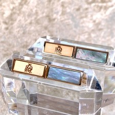 Dunhill Cufflinks H Shape Pink Gold Finish Shell & Gothic Logo