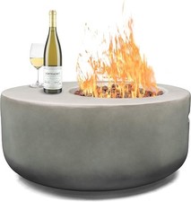 Outdoor Gas Fire Pit Table Eco-Stone Finish Patio Heater Adjustable Flame