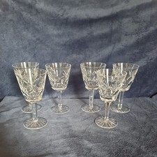 6 Waterford Crystal Large Wine Glasses, 5 7/8" Tall, " Ashling ". VGC