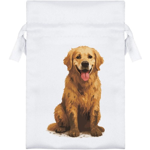 Muddy golden retriever - golden, satin