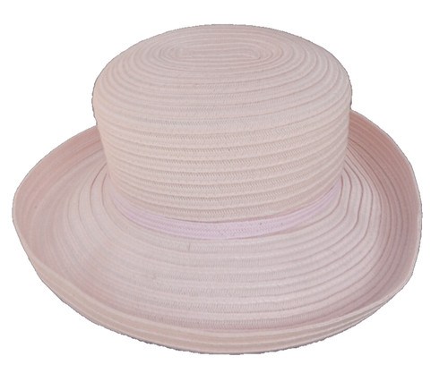 Ladies pale pink straw - pink, bowler