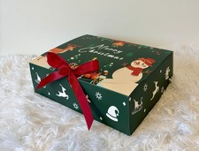 Merry Christmas Gift Box with Ribbon – Santa Design Holiday Packaging