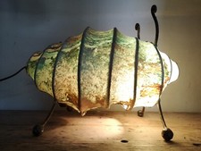 Handmade Vintage Green Animal skin Lamp with handmade metal body.