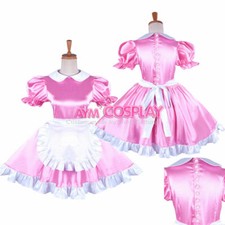new pink satin sissy maid mini