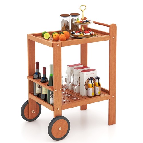 Costway wood bar cart tier - wood,