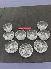 Nine Clear Cut Glass Sorbet