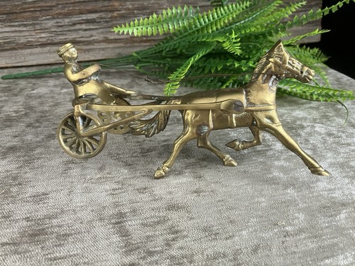 Vintage brass horse sulky - horse,