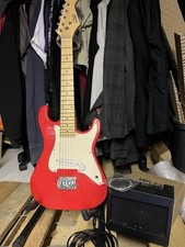 CB Sky Red 6-String Electric Guitar for Kids with Strap And Amplifier