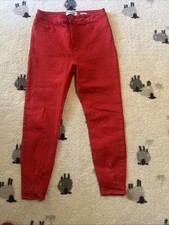 New Look Red Skinny Distressed Hallie Disco Jeans Size 14 free uk tracked pp