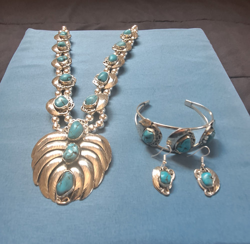 Large turquoise silver - large, squash