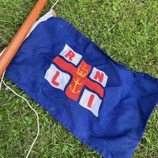 Royal National Lifeboat Institution (RNLI) w/Wooden Pole Boat Ship Nautical Flag