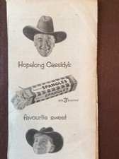 J1f Ephemera 1957 Advert Hopalong Cassidy Spangles His Favourite Sweet