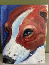 Jack Russell Terrier Watching Intently. Small Piece of Original Art acrylic