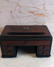 Antique Wooden Desk organiser with Pen Rest and WW11 Polish Air Force Badge