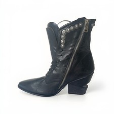 A.S.98 Womens  Black  Leather ankle boots  With Feature  Cut Out Heel    37/4 Uk