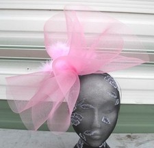 baby pink crin fascinator headband headpiece wedding party race ascot bridal