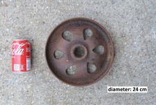 old vintage cast iron shepherd / chicken hut antique old trolley wheel 24 cm