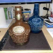2 x Chivas Royal Salute Scotch Whisky decanter's 1 BLUE & 1 BROWN.  SCOTLAND