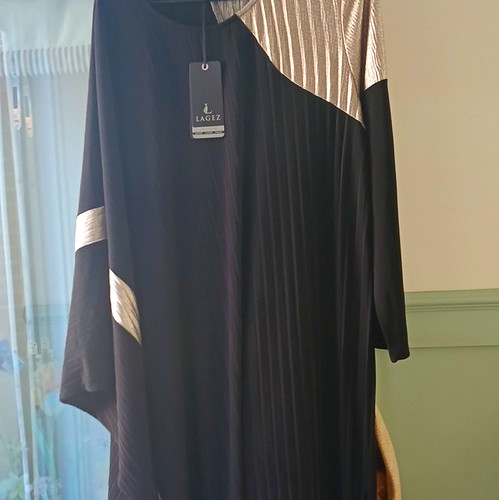 Lagez black silver long kaftan - black/silver,
