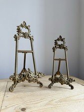 Antique Victorian Easels, Pair, Ornate Rococo Style, Brass, Matching Set
