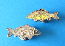 CARP Common & Mirror Fish pin badges, Enamel. Coarse Fishing interest.