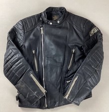 Vintage Leather Biker Jacket Cafe Racer Jacket Black EU Size 50 40”