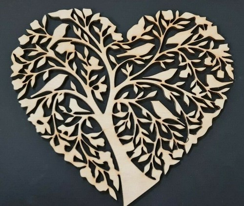 Heart shaped wooden tree 20cm - wooden,