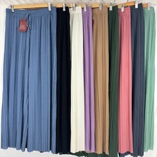 Womens Wide Leg Pleated Pants Ladies Casual Lightweight Summer Palazzo Trousers