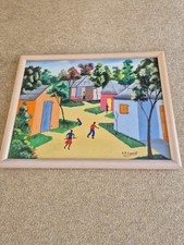 Haitian Framed Painting On CANVAS BY G B LAURENT Signed 15 Inches X 12 Inches