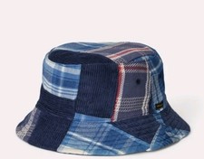  Polo Ralph Lauren Patchwork  Reversible Fisherman Bucket Hat Blue Size L/XL