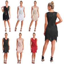 Womens Dress Ballroom Dresses Competition Dancewear Tango Tassel Latin Sequin