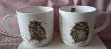 WRENDALE DESIGNS OWL MUGS/CUPS ROYAL WORCESTER  'WHAT A HOOT CHRISTMAS GIFT IDEA