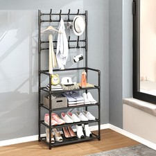 Coat Stand 8 Hooks Clothes Hanging Rail Rack Metal Shoes Rack Home Storage Shelf